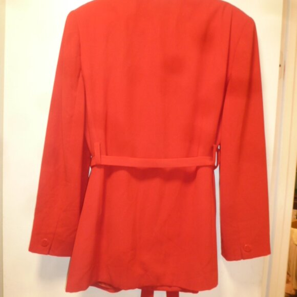 Rena Rowan Saville Women's Blazer Jacket with tie belt– Size 14 – Red – Like New - Picture 3 of 8